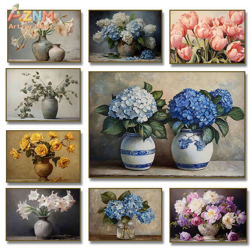 Florist Supply Vases - AZNM Vintage Flower Vase Canvas Wall