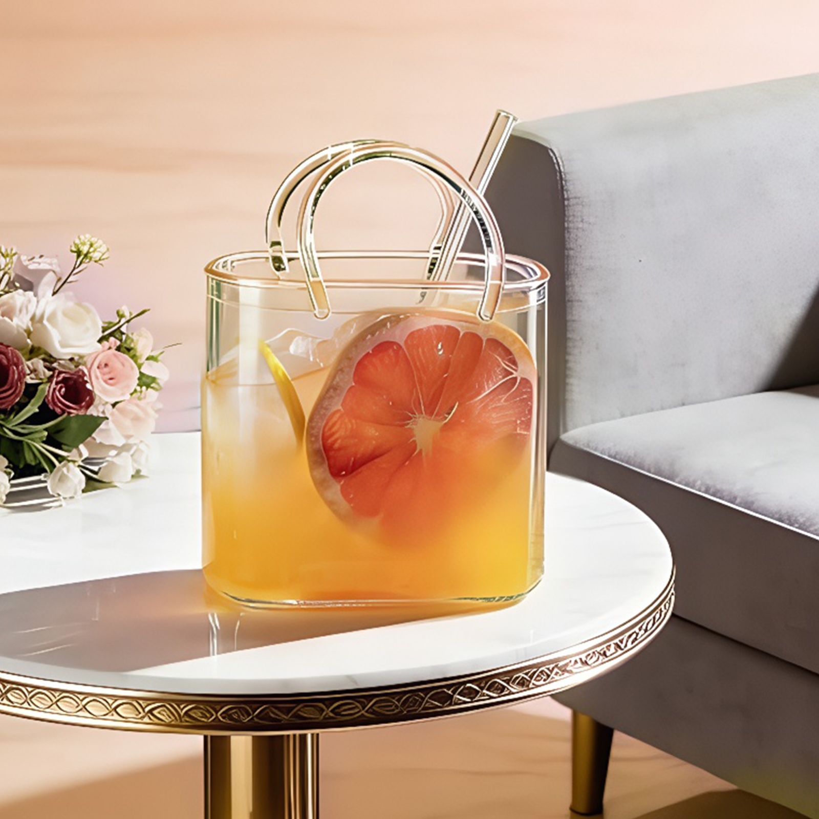 Glass Purse with Glass Straw C - Florist Supply Vases のレビューと価格