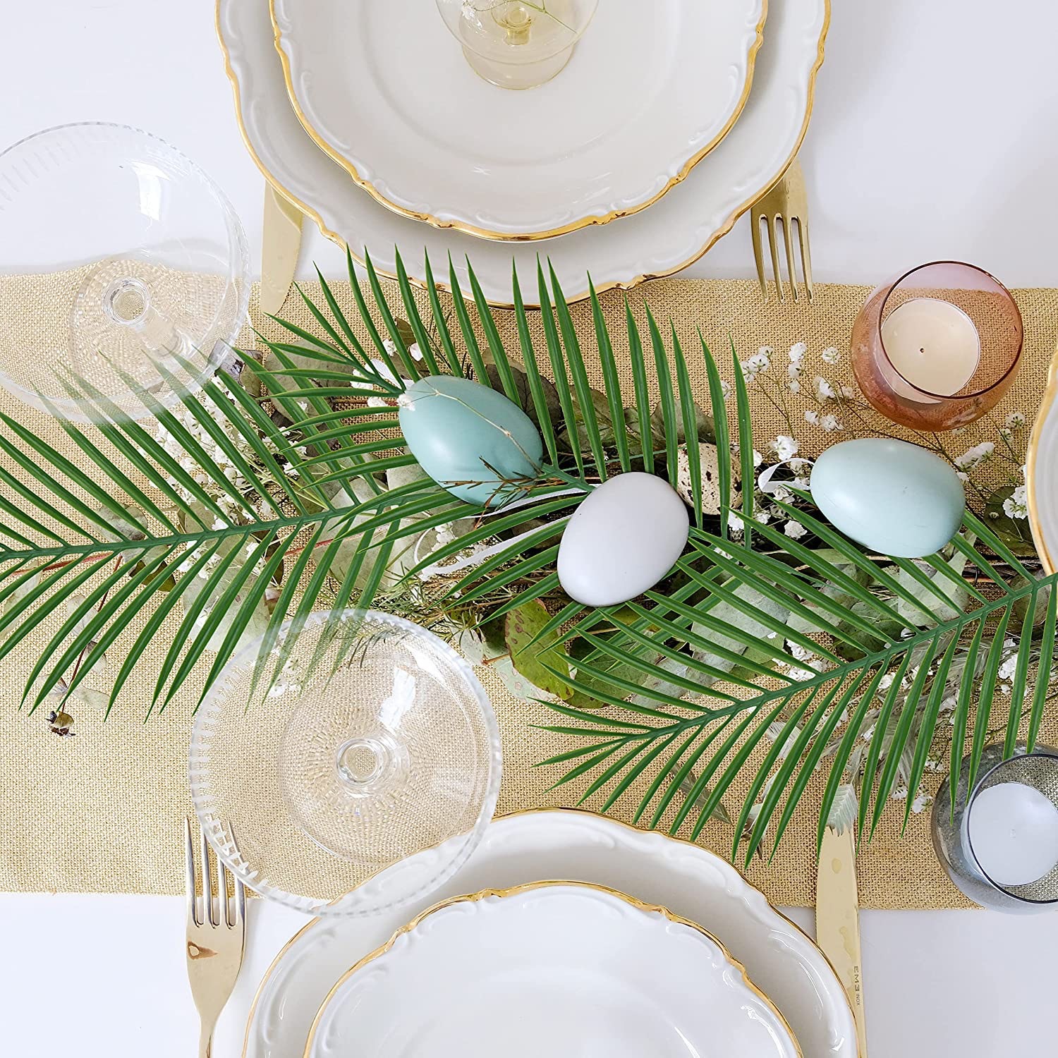 5pcs Golden Artificial Palm Le - Florist Supply Vases のレビューと価格