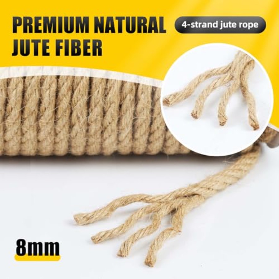Natural Jute Twine 8MM x 50FT  - Twine Jute Natural のレビューと価格