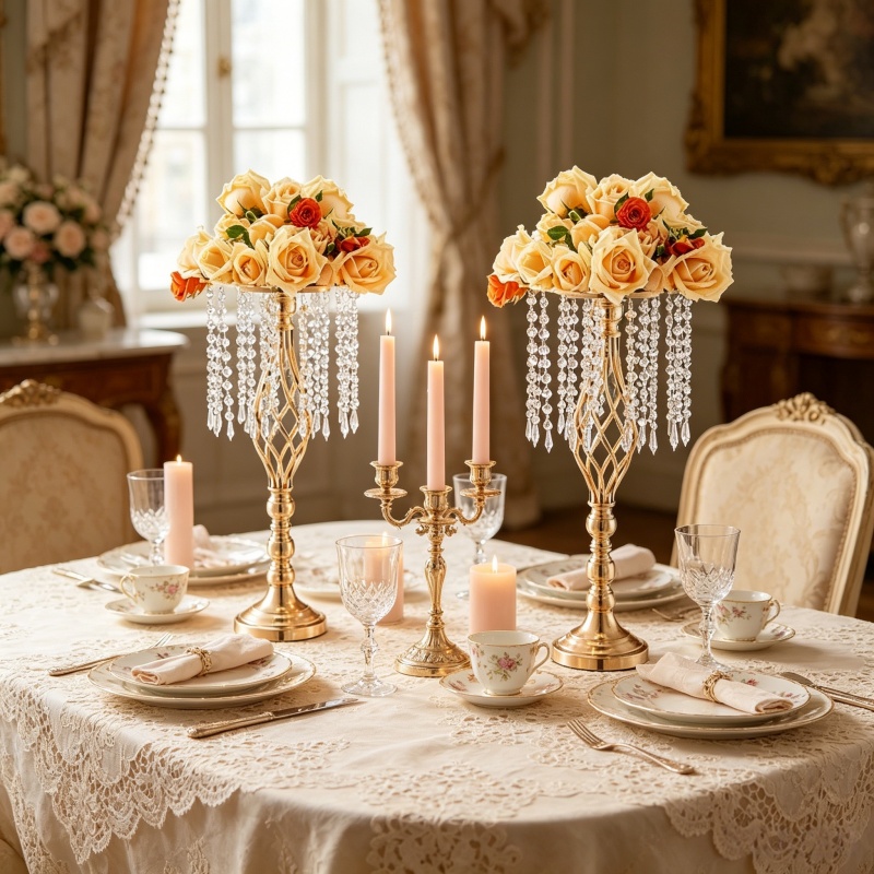Elegant Tall Gold Crystal Flow - Florist Supply Vases のレビューと価格