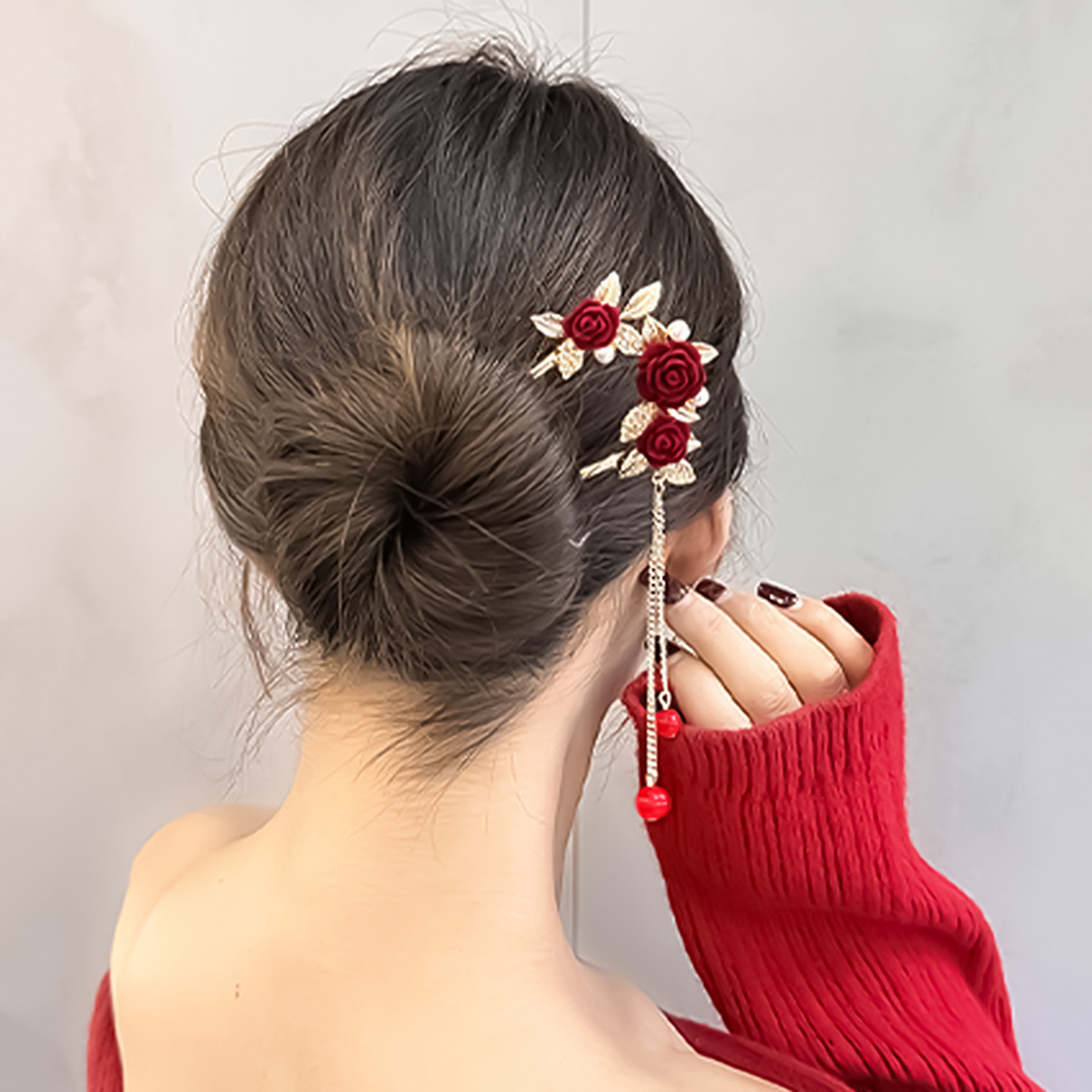 Chinese Style Rose Flower Hair - Flower Supplies のレビューと価格