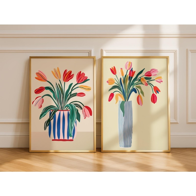 2pcs Tulip Flowers Canvas Wall - Florist Supply Vases のレビューと価格