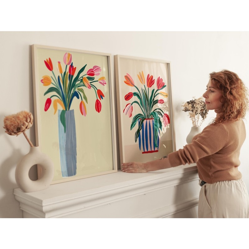 2pcs Tulip Flowers Canvas Wall - Florist Supply Vases のレビューと価格