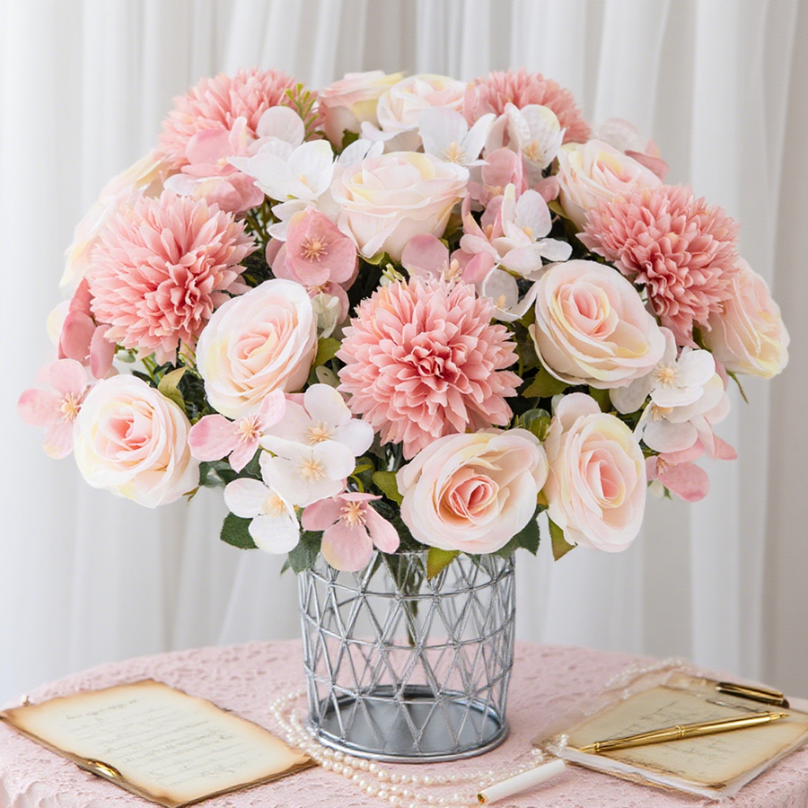 1/4pcs Artificial Flower Rose  - Florist Supply Vases のレビューと価格